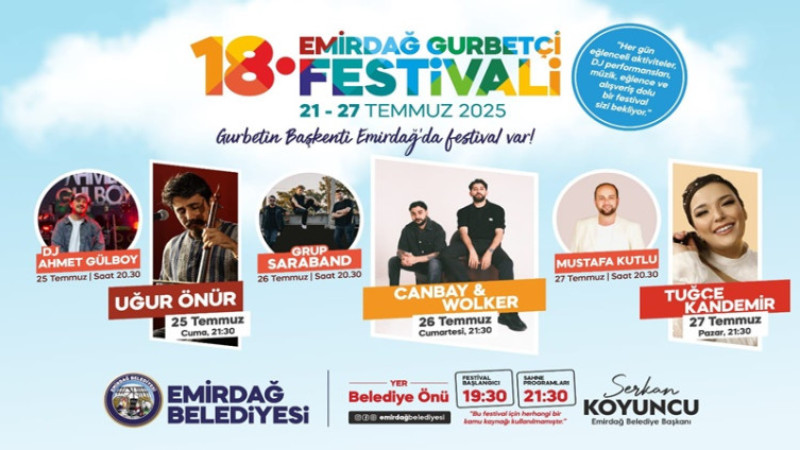 Gurbetin Başkenti Emirdağ, 18. Gurbetçi Festivali ile coşacak