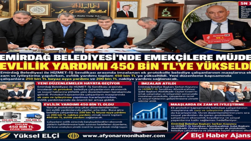 Emirdağ Belediyesi'nden Müjde: Evlilik Yardımı 450 Bin TL Oldu