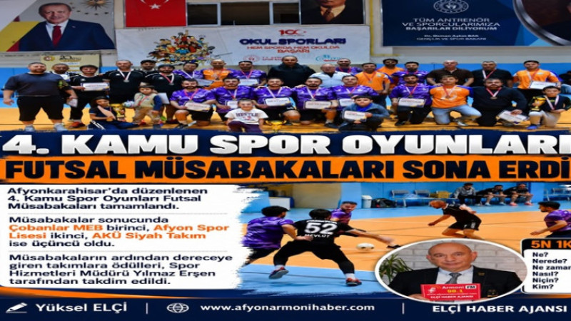 Afyon'da 4. Kamu Spor Oyunları Futsal Müsabakaları Sona Erdi   