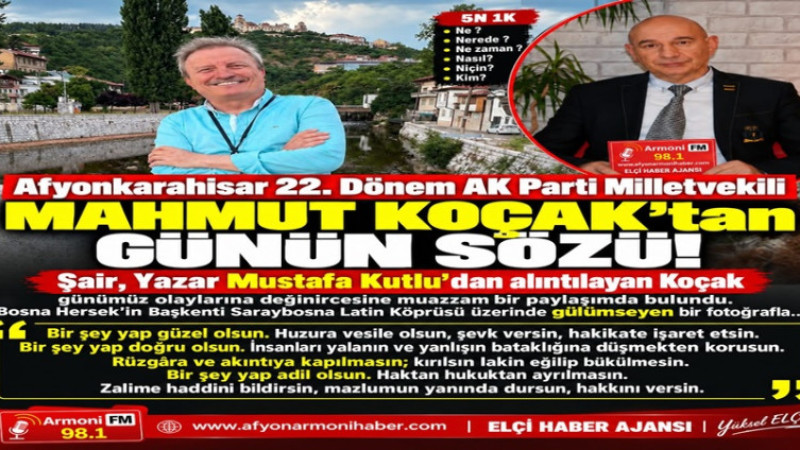 Mahmut Koçak'tan Anlamlı Mesaj   