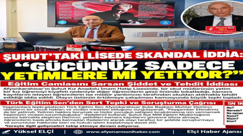 Şuhut'taki Lisede Skandal: 