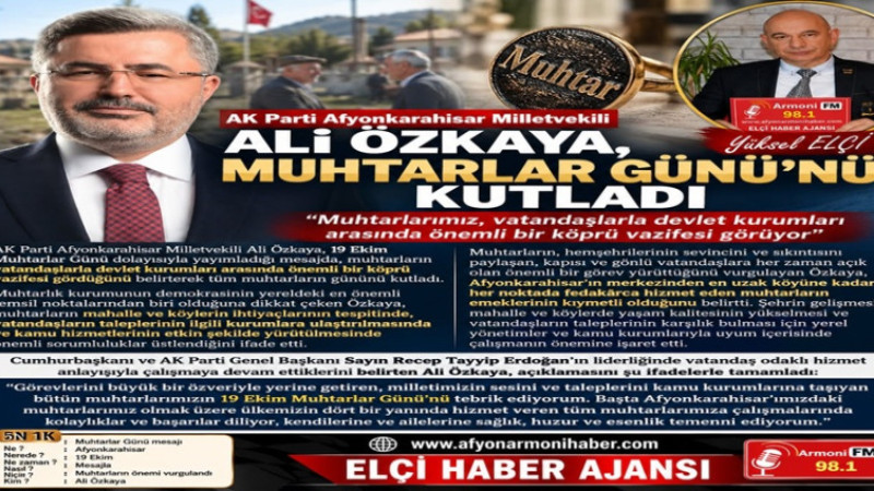 Milletvekili Ali Özkaya, Muhtarlar Günü'nü Kutladı   