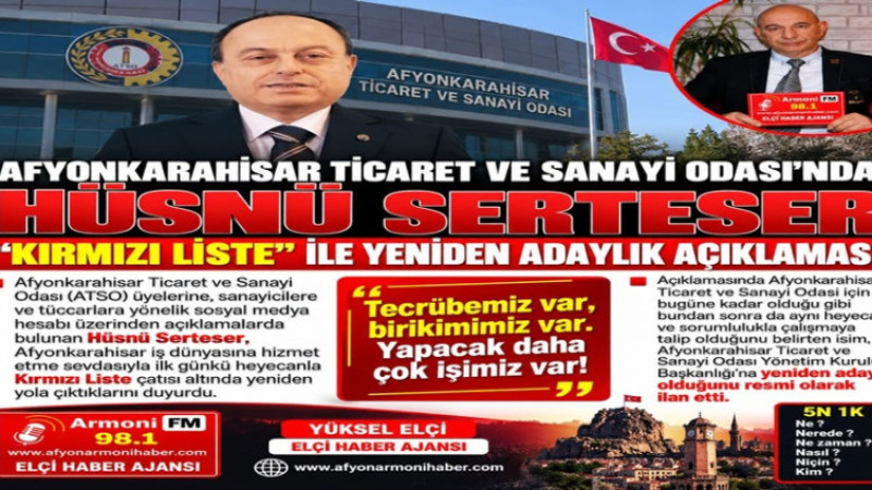Serteser ATSO Başkanlığı'na Kırmızı Liste İle Yeniden Aday   